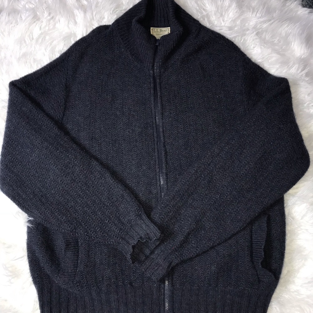 VTG L.L. Bean 100% Wool Zip Sweater Large